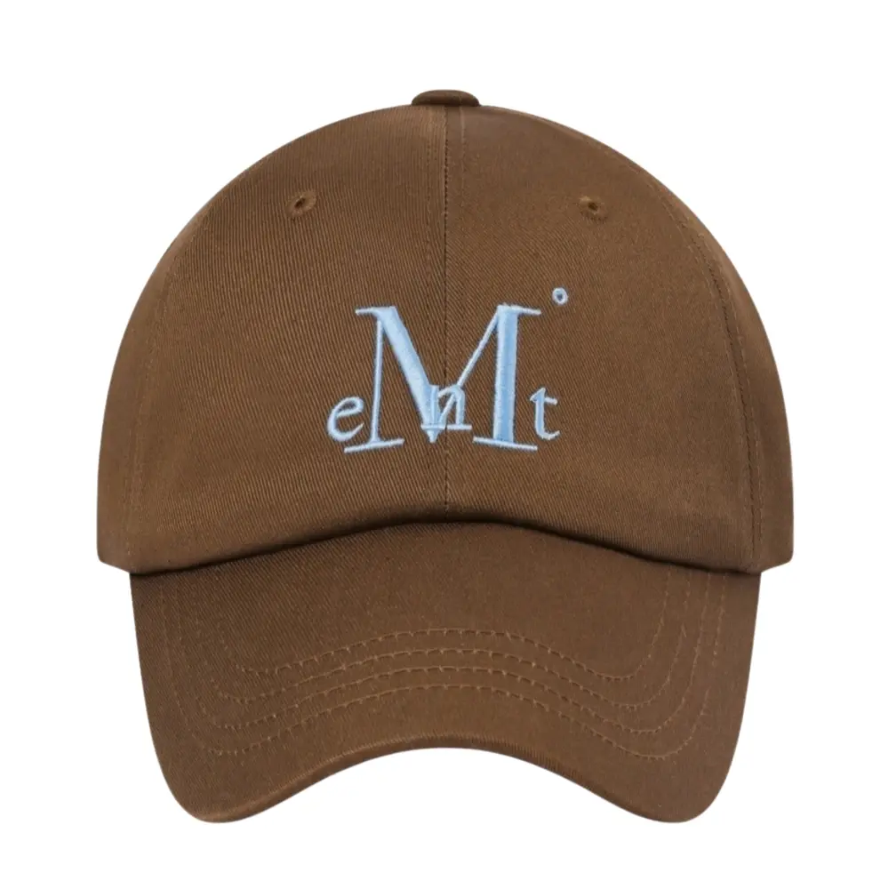 韓國 MUCENT SIGNATURE BALL CAP 經典素色百搭棒球帽 棕色藍Logo Brown(Blue Logo)