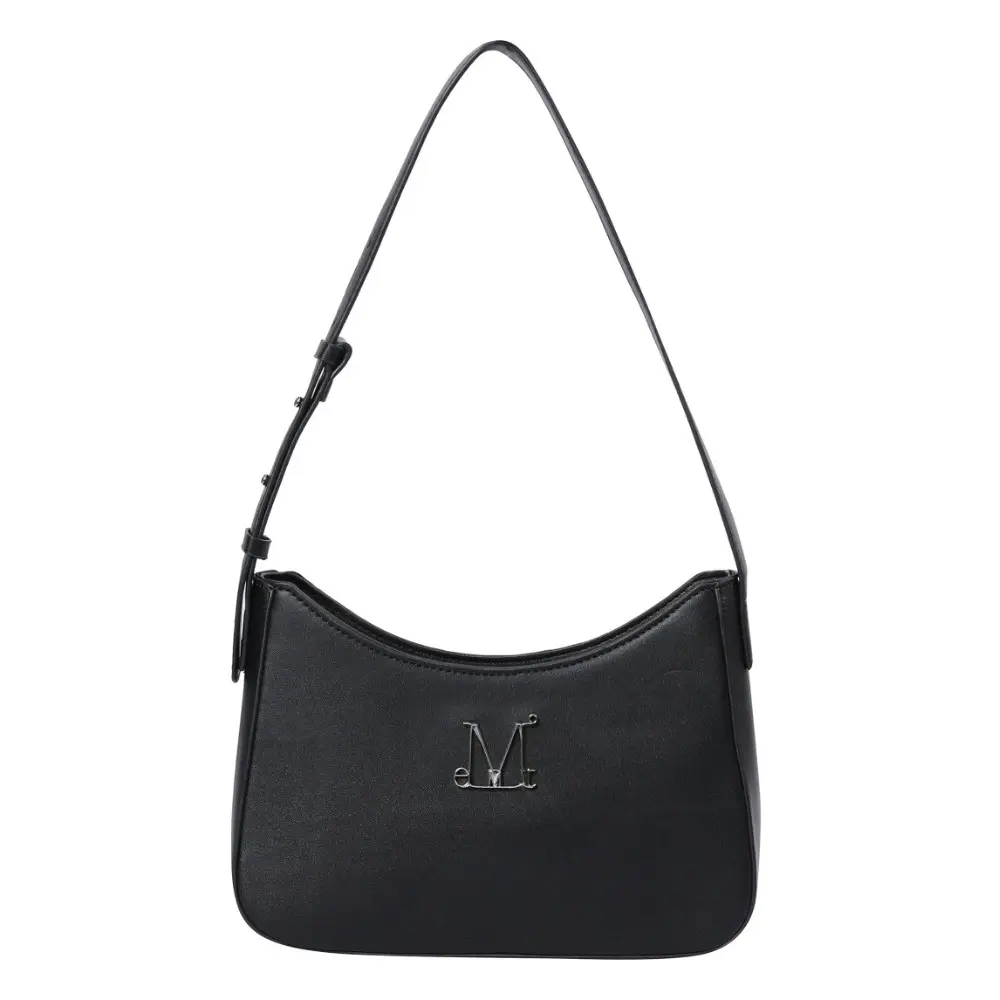 韓國 MUCENT TERIN METAL LOGO LEATHER HOBO BAG UNISEX 金屬Logo皮革Hobo包 黑色Black