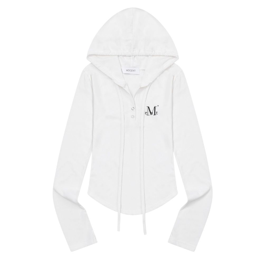 韓國 MUCENT RUEN SIGNATURE SLIM HOOD T 修身連帽上衣 白色White