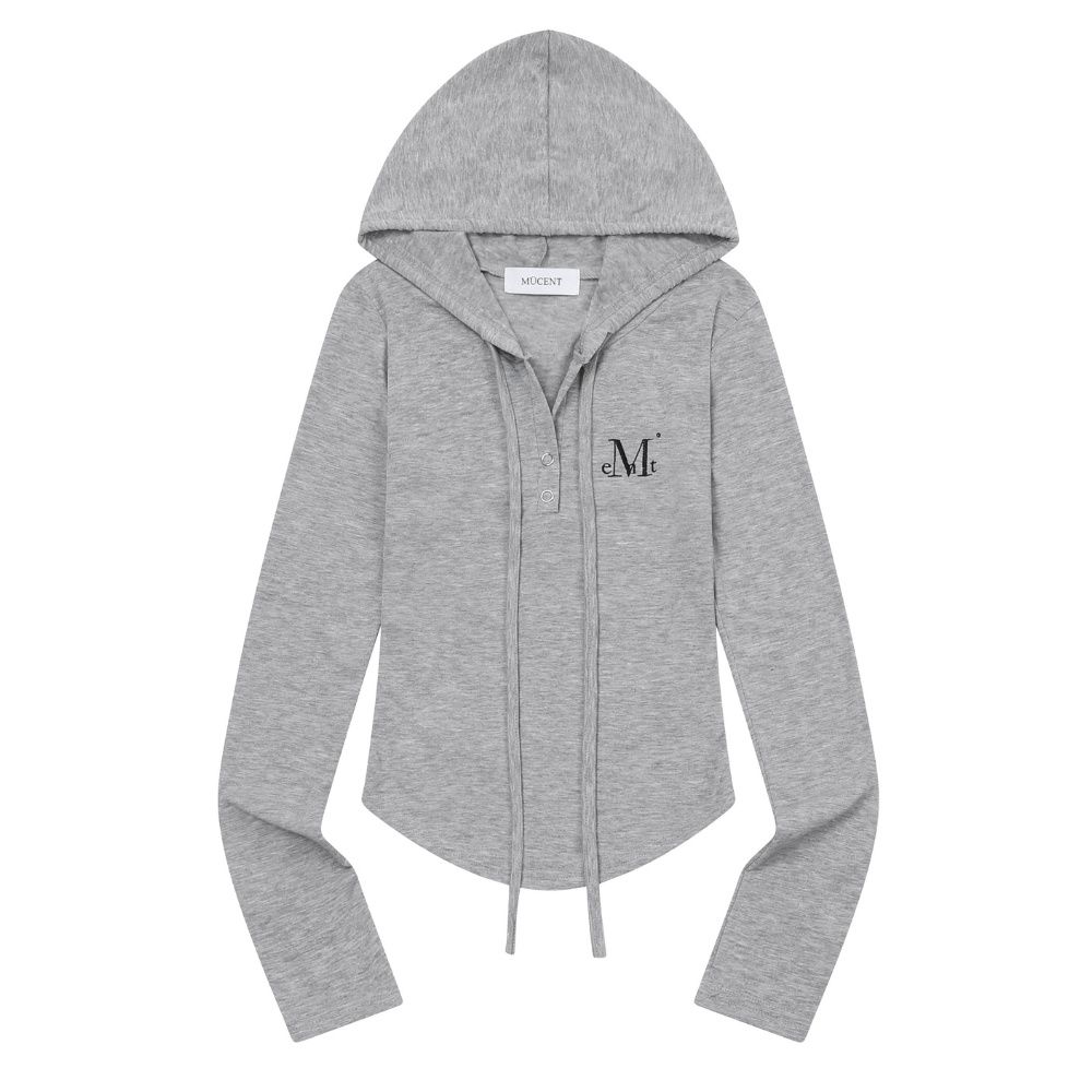 韓國 MUCENT RUEN SIGNATURE SLIM HOOD T 修身連帽上衣 灰色Gray