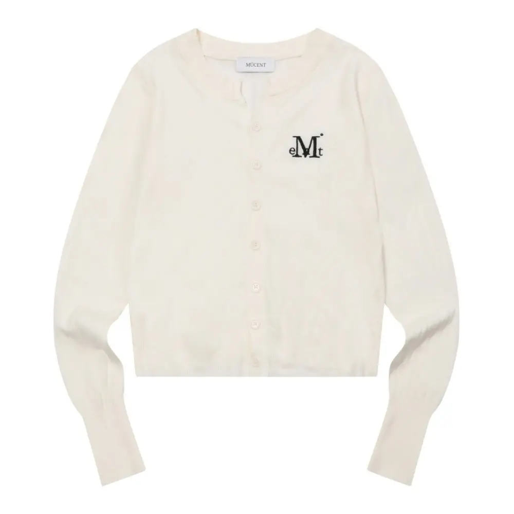 韓國 MUCENT MARAIS 7 BUTTON CROP HENRY NECK CARDIGAN 7扣短版針織開襟衫 象牙白Ivory