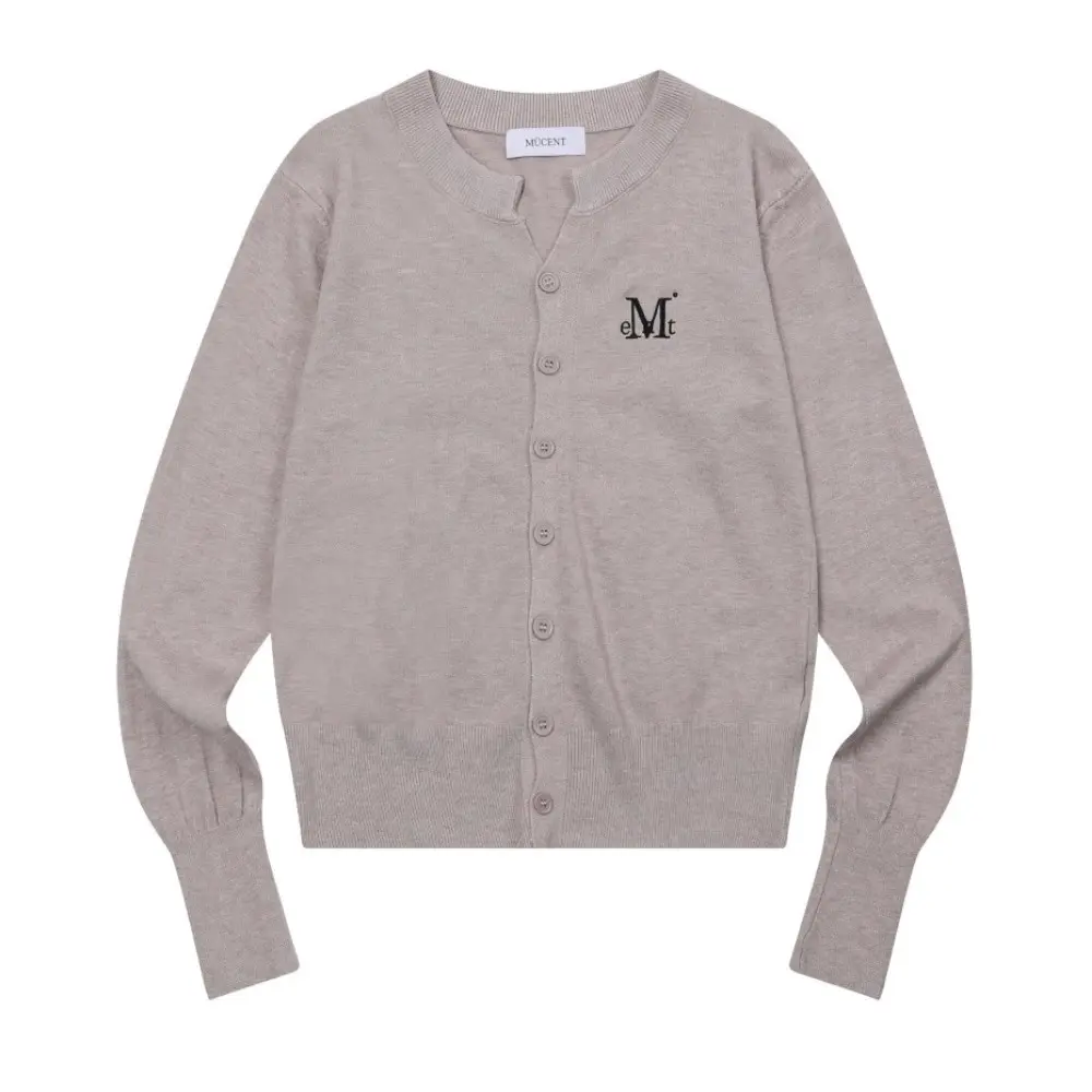 韓國 MUCENT MARAIS 7 BUTTON CROP HENRY NECK CARDIGAN 7扣短版針織開襟衫 燕麥色Oatmeal