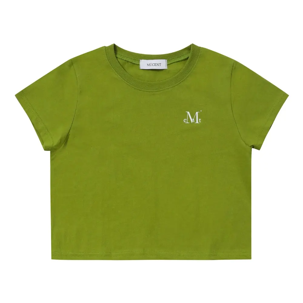韓國 MUCENT SIGNATURE BACK LOGO CROP T 韓國製 短版背後圓形Logo短袖上衣 橄欖綠Olive