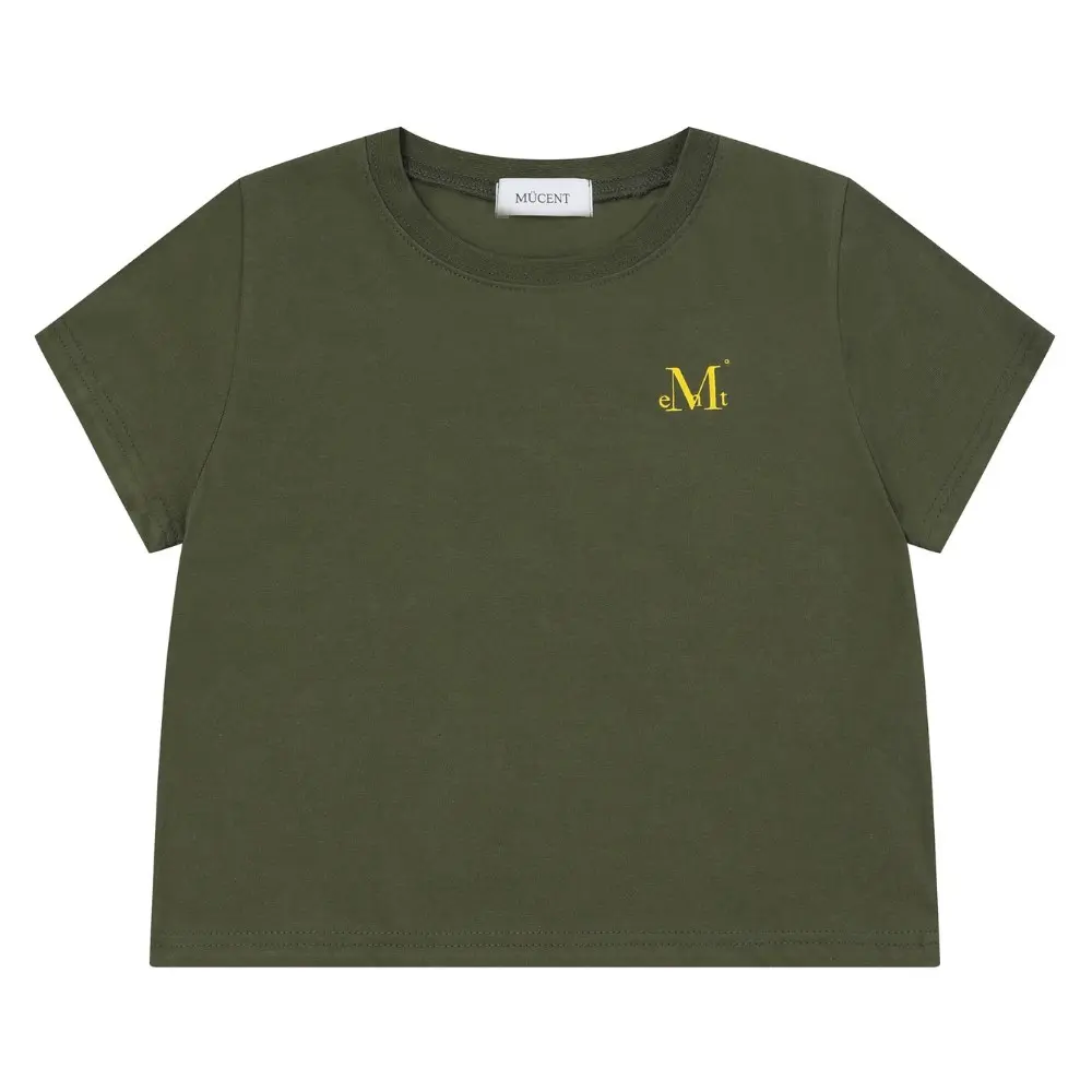 韓國 MUCENT SIGNATURE BACK LOGO CROP T 韓國製 短版背後圓形Logo短袖上衣 卡其Khaki