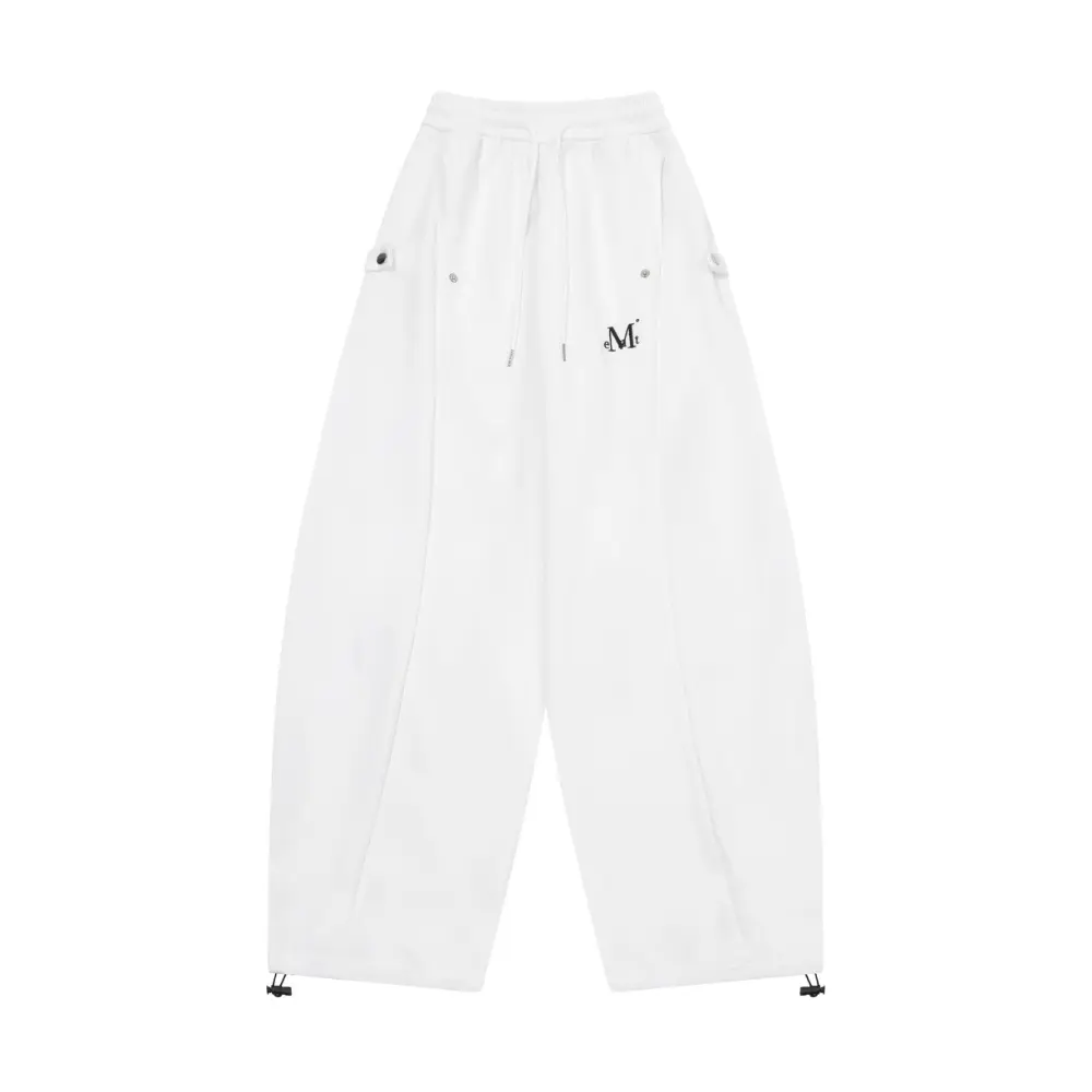 韓國 MUCENT WEIR SIDE BUTTON SWEAT PANTS UNISEX 側邊釦環抽繩長褲 象牙白(薄款)Ivory(Thin)
