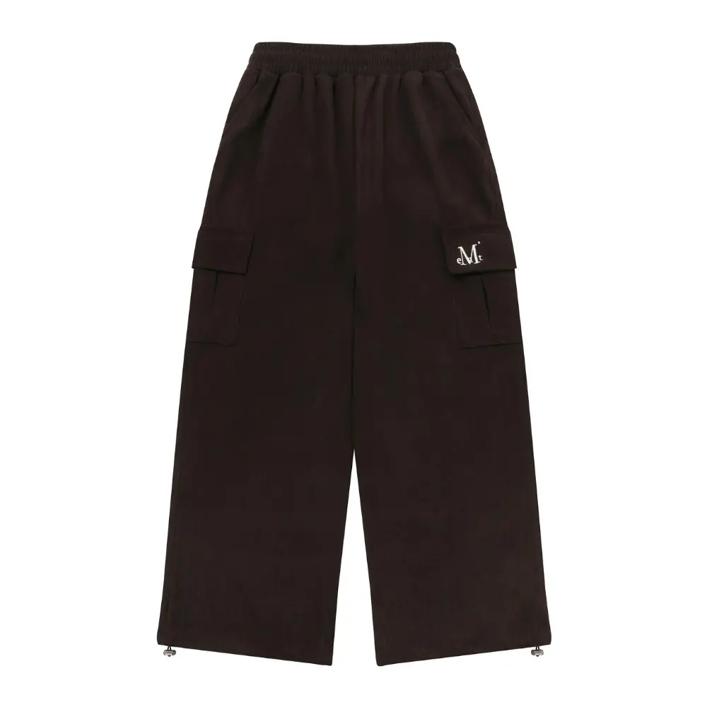 韓國 MUCENT COZY CORDUROY CARGO PANTS UNISEX 燈芯絨寬鬆多口袋長褲/ 棕色(無刷毛)Brown (Non-Fleece)/ XL (男款)