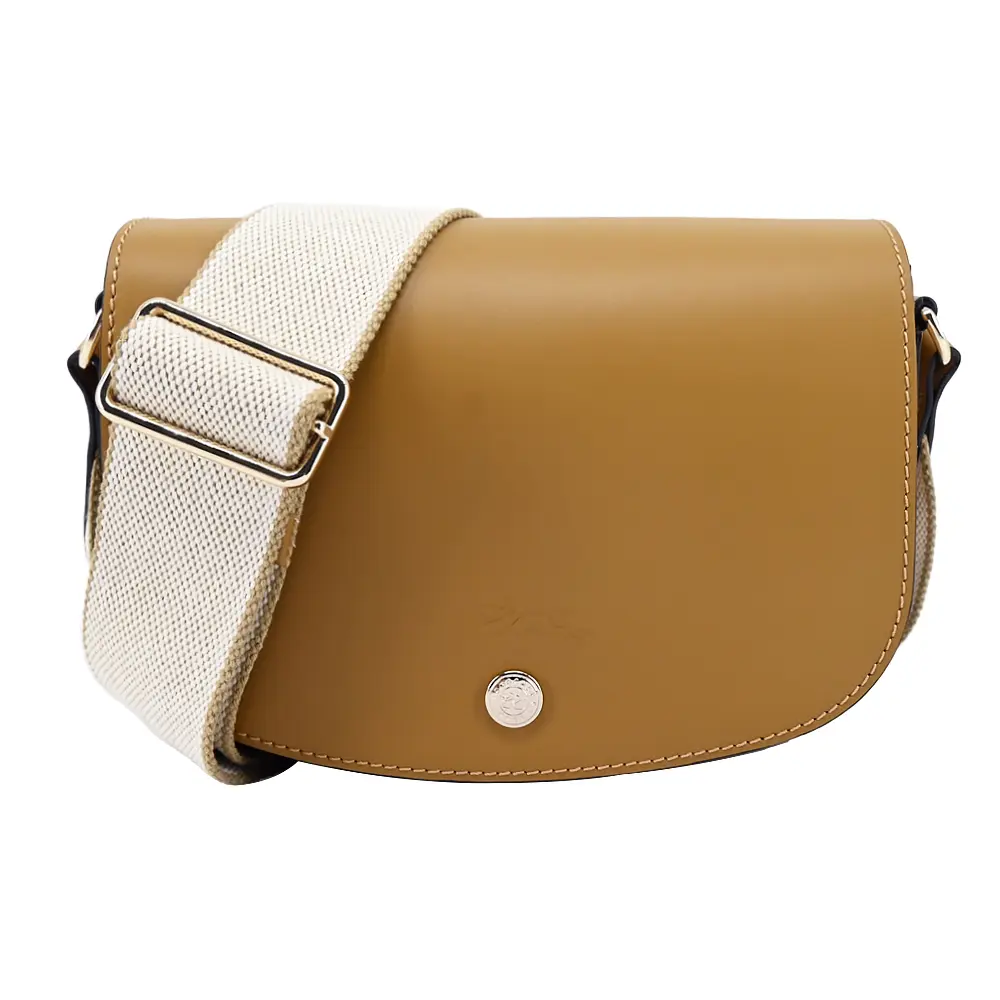 LONGCHAMP ÉPURE系列滑面小牛皮半月型斜背包(小/肉荳蔻)/平行輸入