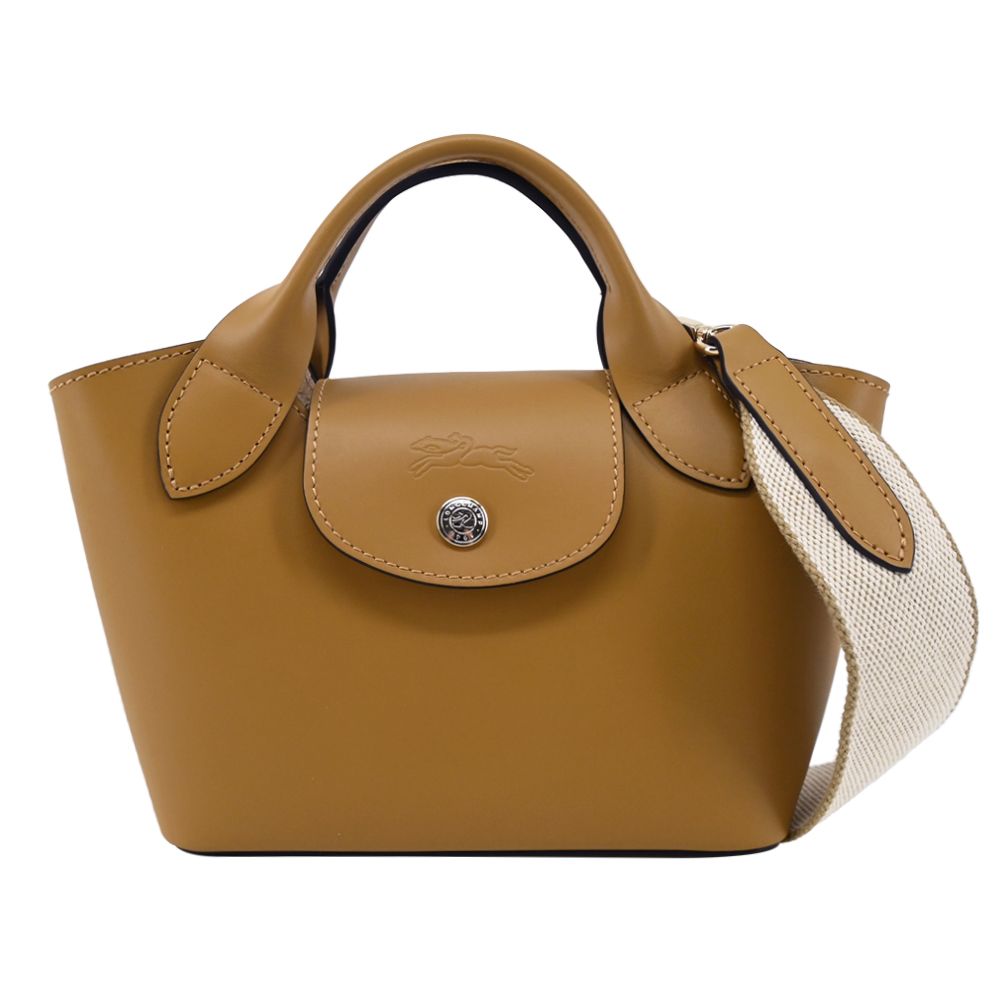 LONGCHAMP ÉPURE系列滑面牛皮手提/斜背兩用包(迷你/肉荳蔻)/平行輸入