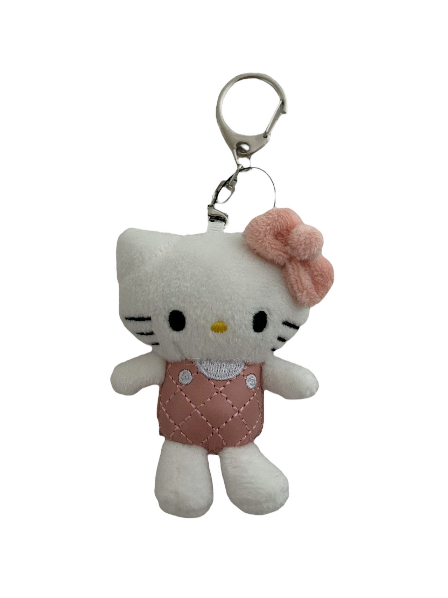 Hello Kitty x Me% 日本聯名限量款吊飾(578479/粉/白/皮革/菱格紋/聯名/sanrio/平行輸入)