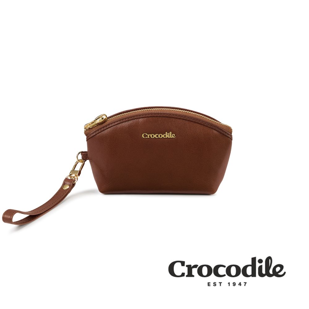 Crocodile 鱷魚皮件 真皮零錢包附手挽帶-Naturale系列-0103-11016-咖啡色