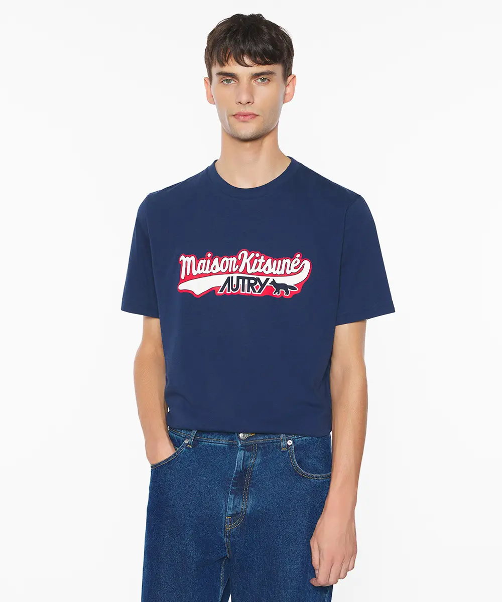 MAISON KITSUNÉ MK x AUTRY法國海軍藍LOGO短TEE/中性/ L