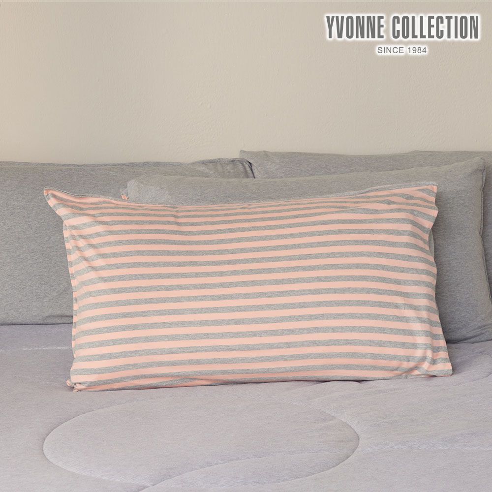 YVONNE COLLECTION 減法美學｜條紋雙色信封式枕套1入-蜜瓜橘
