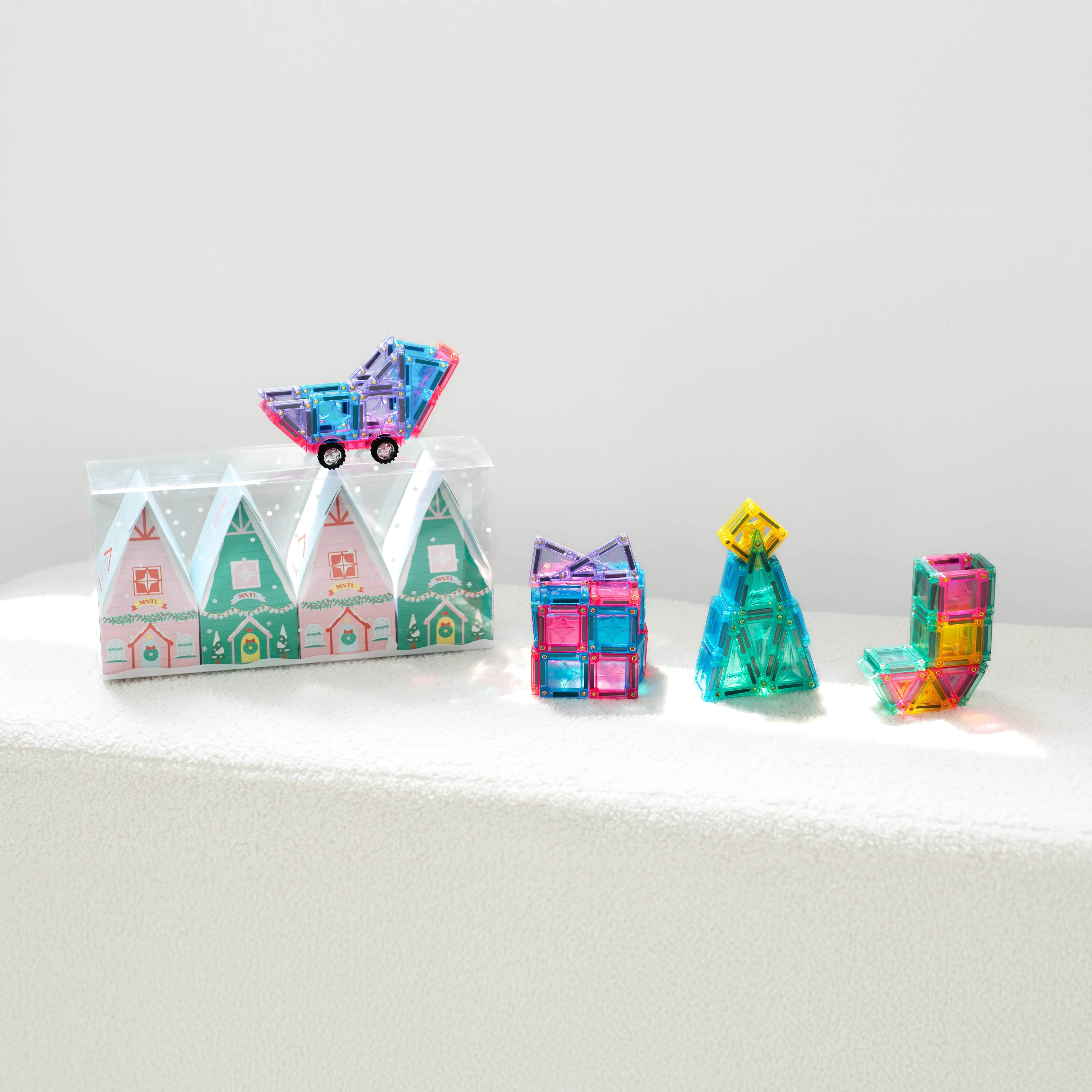 打造磁力聖誕村➤MNTL磁力片/ 繽紛聖誕村盲盒套組Christmas Village Blind Box/ 4入/ 特殊色/ 70pcs