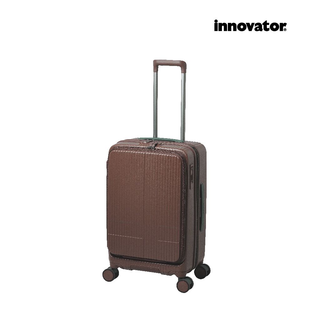 【Innovator】24吋 雙前開 剎車 防盜拉鍊拉桿箱/ 榛果可可色