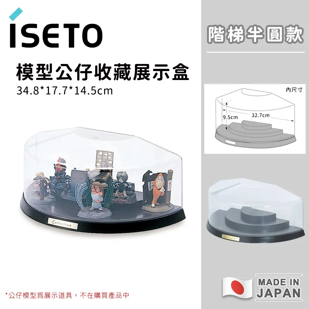【日本ISETO】日本製模型公仔收藏展示盒｜階梯半圓款