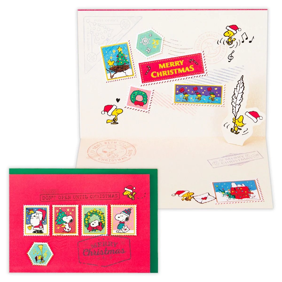 美國 Hallmark 聖誕卡/ 史努比/ 聖誕郵票