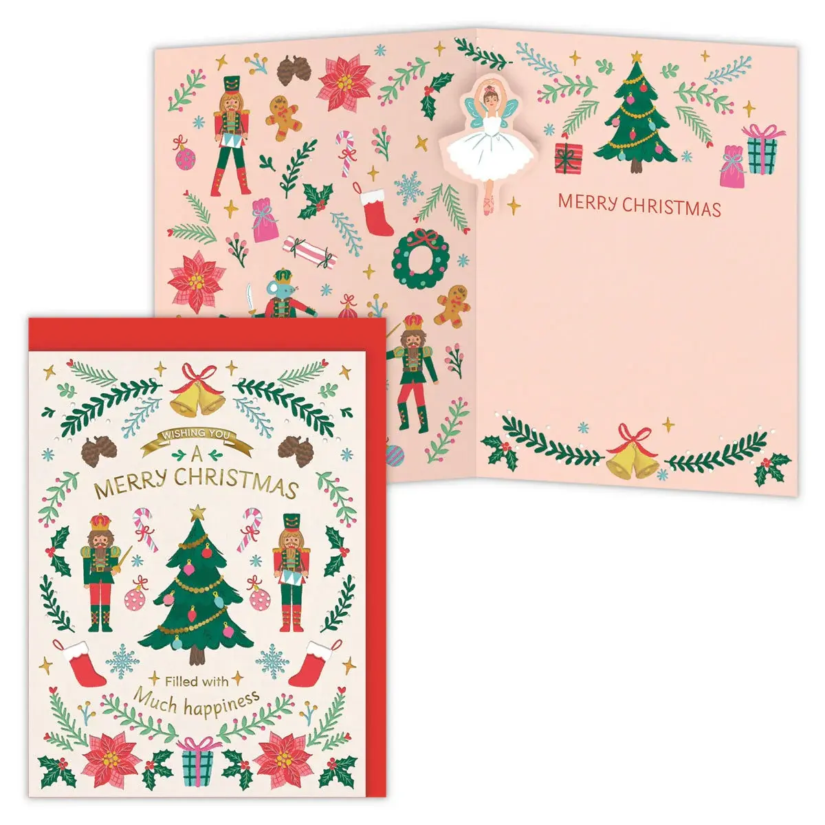 美國 Hallmark 聖誕卡/ 壓印/ 胡桃鉗