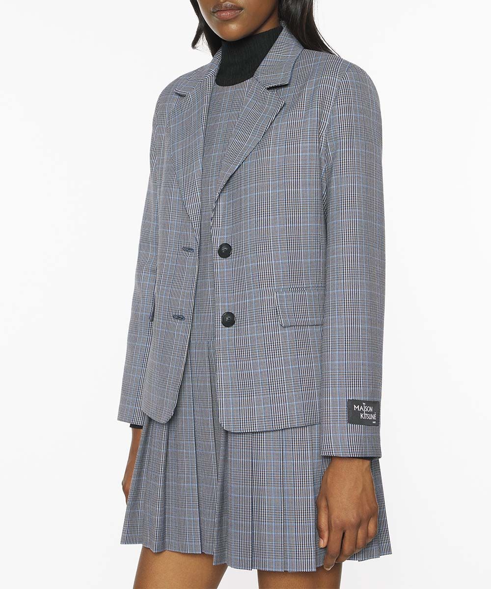 MAISON KITSUNÉ 岩石藍威爾斯親王格紋合身西裝外套/女裝/ 34