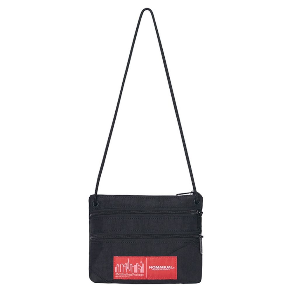 韓國 NOMANUAL X Manhattan Portage 聯名 TRIPLE ZIPPER SACOCHE 三層拉鍊肩背包 水洗黑WASHED BLACK
