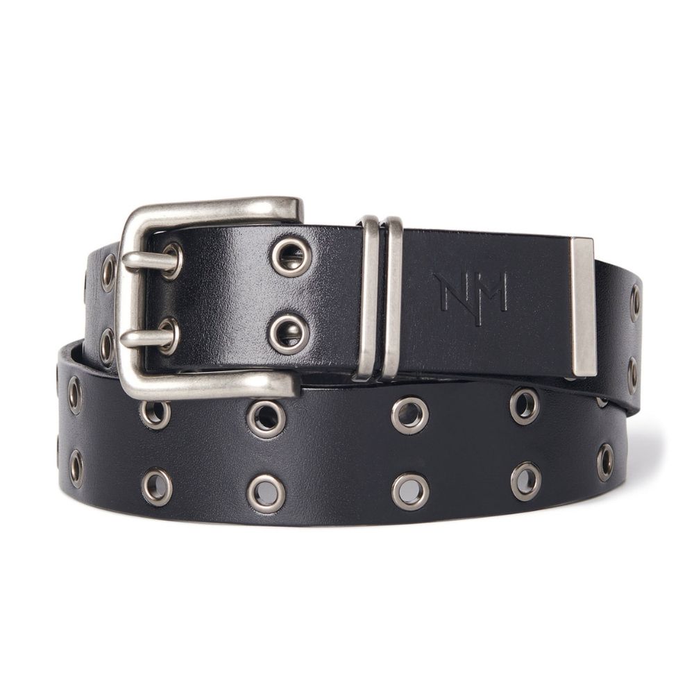 韓國 NOMANUAL NM UTILITY LEATHER BELT 義大利牛皮金屬釦腰帶 黑色BLACK
