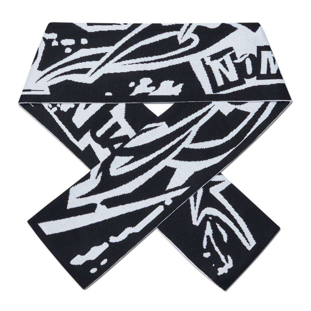 韓國 NOMANUAL T.S JACQUARD MUFFLER 韓國製 品牌Logo針織圍巾 白色WHITE