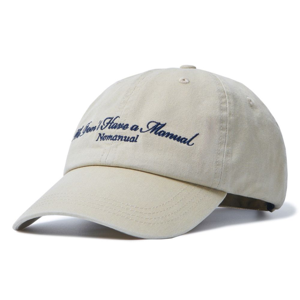 韓國 NOMANUAL EMBROIDERED SLOGAN BALL CAP 字樣刺繡棒球帽 米色BEIGE