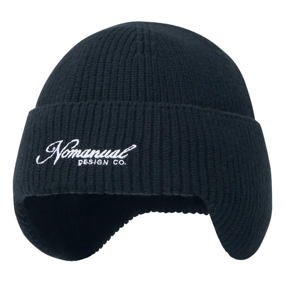 韓國 NOMANUAL NM EARFLAP BEANIE 保暖耳罩針織毛帽 黑色BLACK
