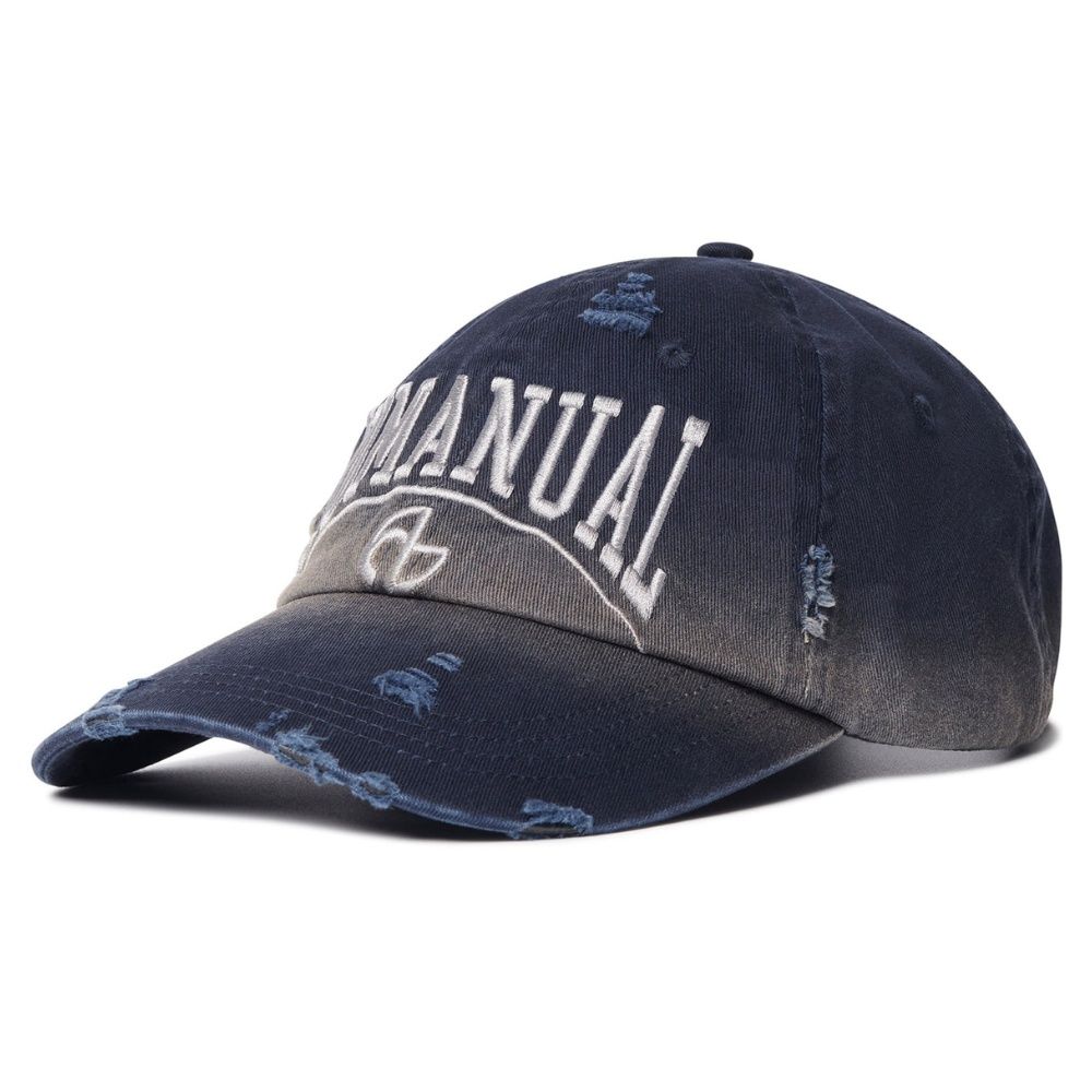 韓國 NOMANUAL DESTROYED BALL CAP 仿舊破壞刺繡棒球帽 褪色藍WASHED NAVY