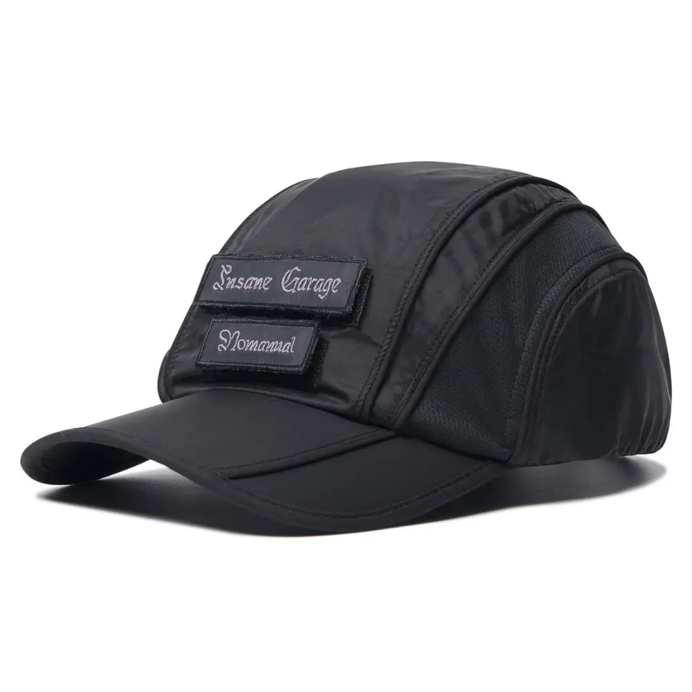 韓國 NOMANUAL PATCHED SPORT CAP 拼布刺繡運動帽 黑色BLACK