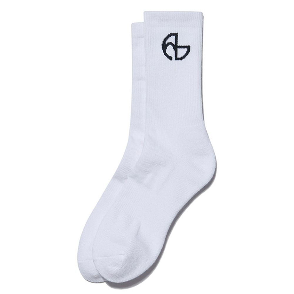 韓國 NOMANUAL SYMBOL LOGO SOCKS (2PACK) 經典標誌中筒襪 二入一組 白色WHITE