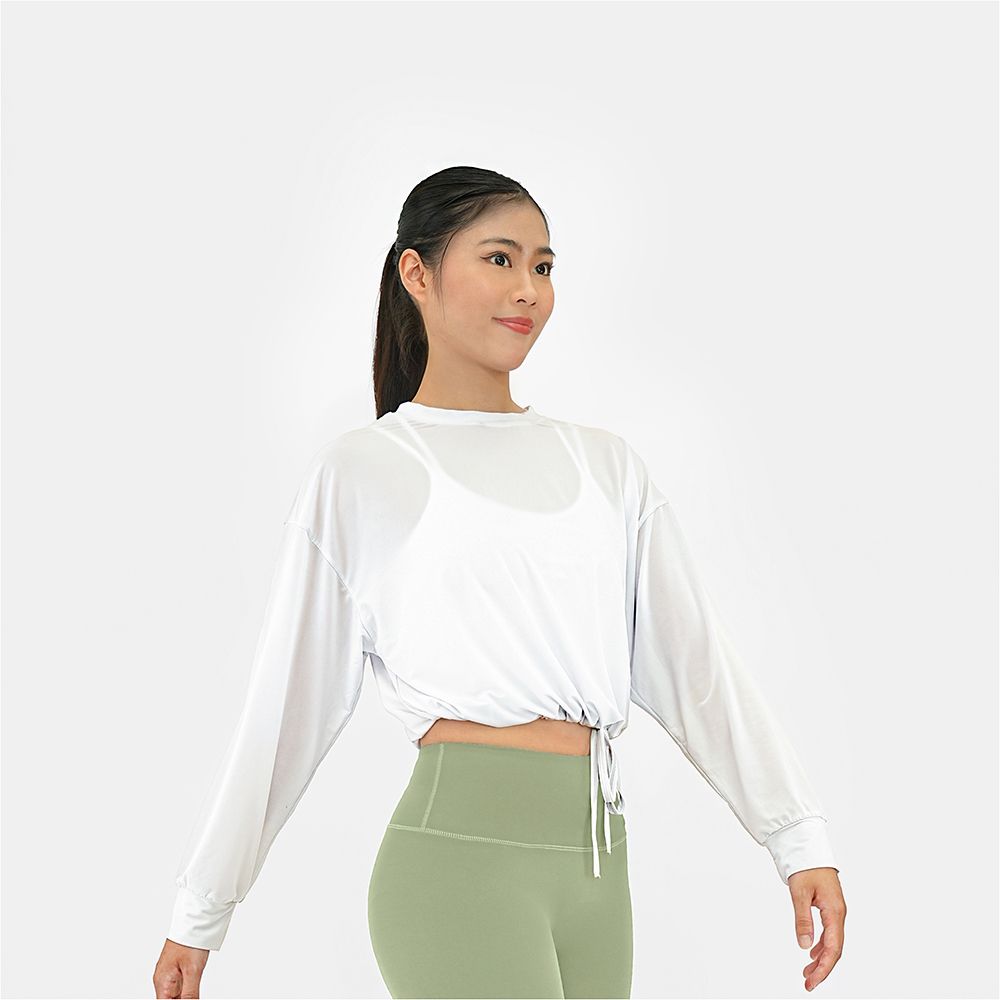 【Mukasa】DURABLE 透膚抽繩長袖罩衫 - MUK-25049/  流光白/ L/XL