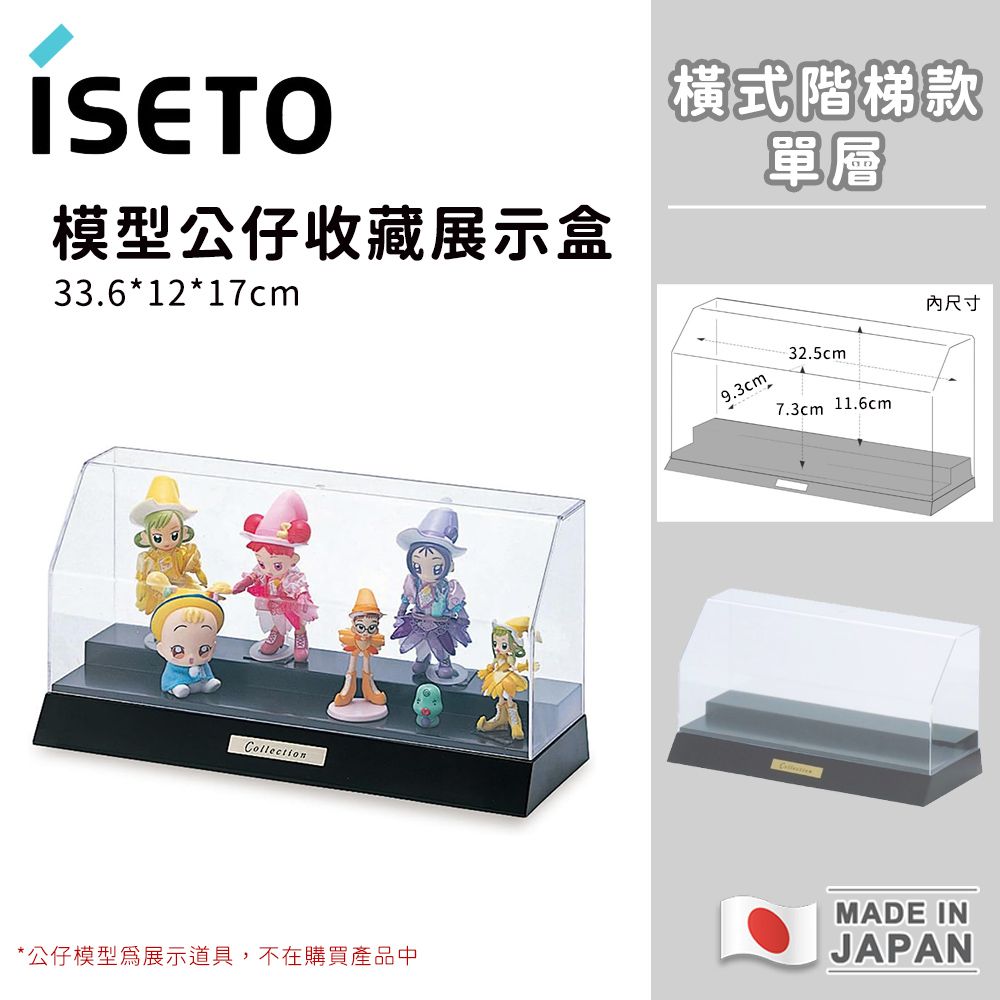 【日本ISETO】日本製 透明收藏盒｜公仔｜模型｜玩具｜橫式階梯展示盒(單層)