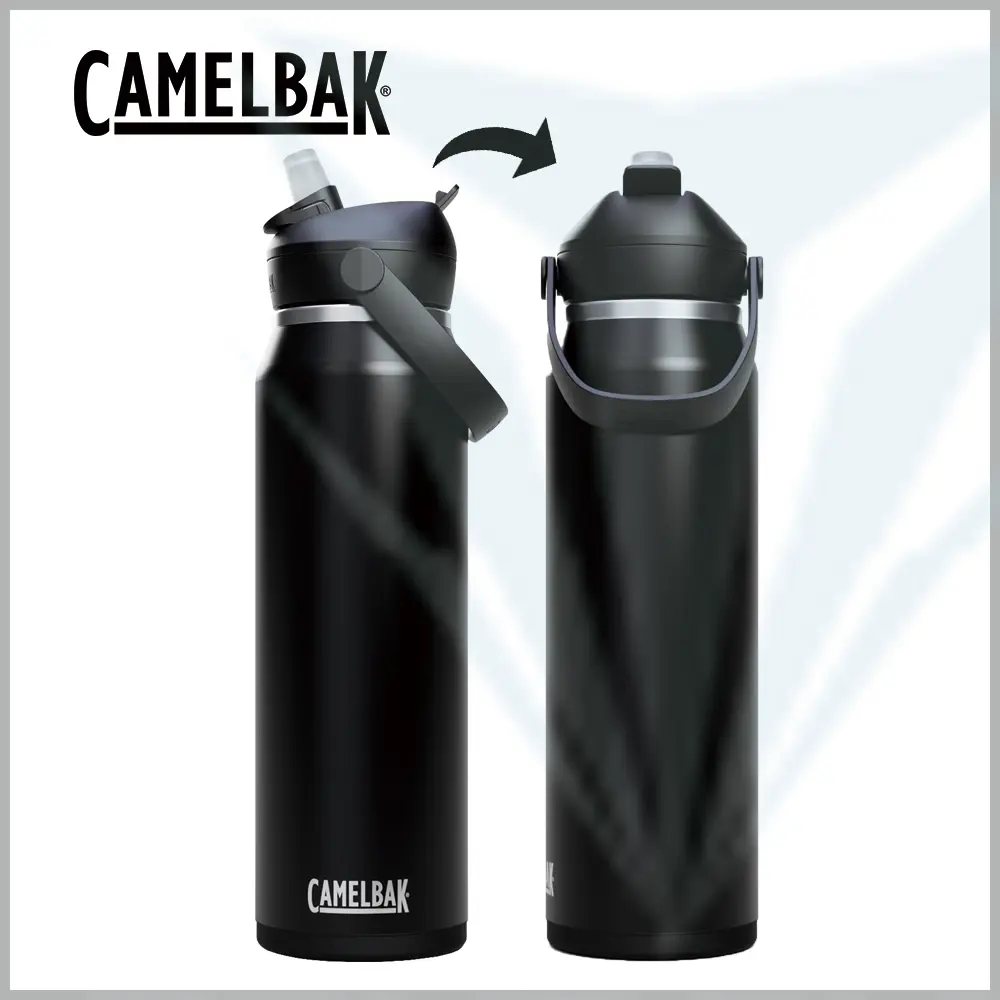 CamelBak 1000ml Flip Straw不鏽鋼多水吸管保溫/保冰瓶 - 濃黑