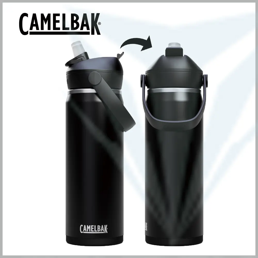 【CamelBak】CB2857002060 600ml Flip Straw不鏽鋼多水吸管保溫/保冰瓶 - 濃黑