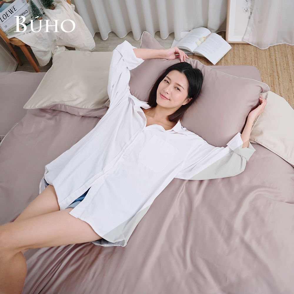 【BUHO布歐】絲滑星鑽100支純天絲™7尺雙人特大床包枕套三件組-台灣製/ 玫瑰絲絨