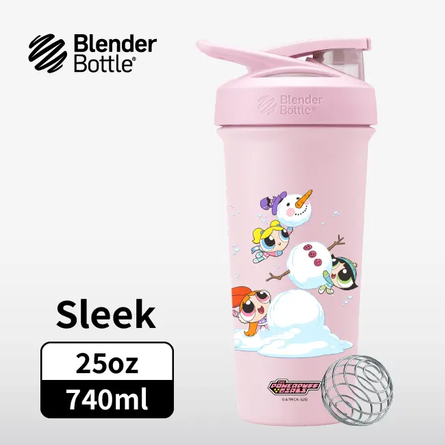 結帳再9折🚩Blender Bottle Sleek按壓式不鏽鋼水壺/ 飛天小女警/ 堆雪人/ 25oz/ 740ml