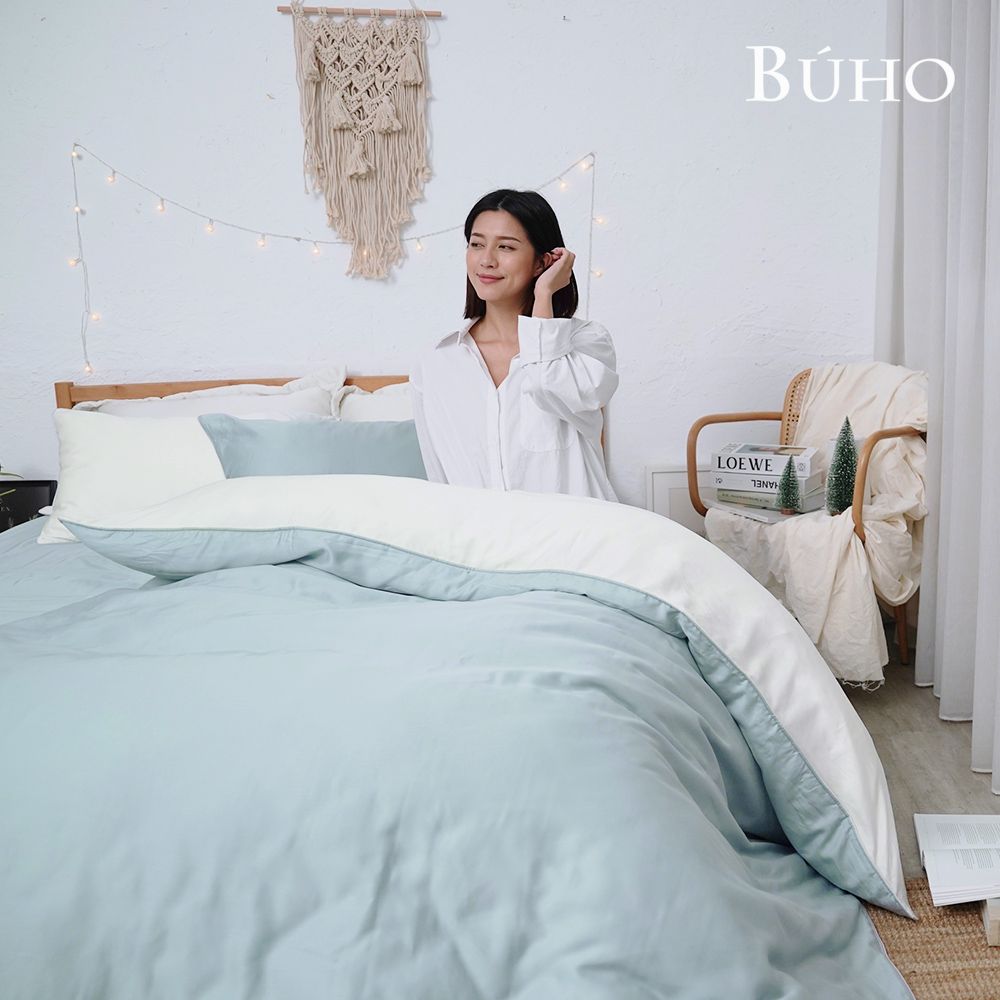 【BUHO布歐】絲滑星鑽100支純天絲™6尺雙人加大床包被套四件組-台灣製/ 北鼻幻藍