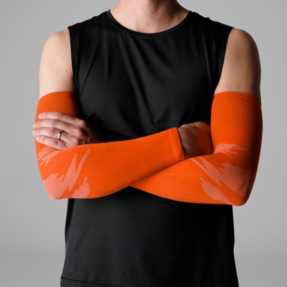 【ROCKAY】Ignite Arm Sleeves 高循環機能運動袖套 - Orange/White/ L/XL