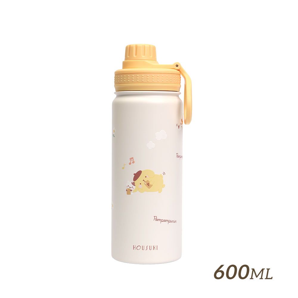 保冷保溫輕巧好提➤HOUSUXI三麗鷗布丁狗鎖蓋保溫瓶/ 附吸管/ 600ml