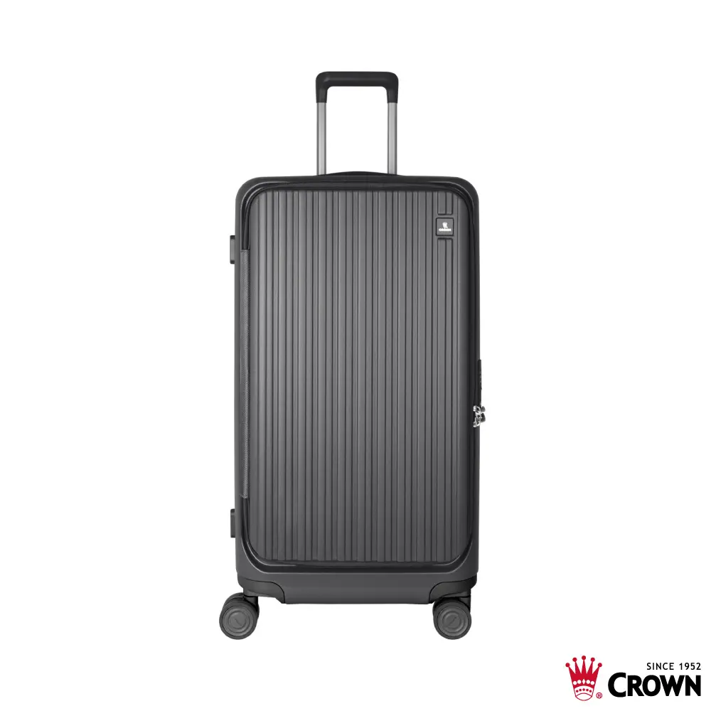 【CROWN】BOXY 28吋 前開式防盜拉鍊/ 鋁框胖胖箱/ 鐵灰