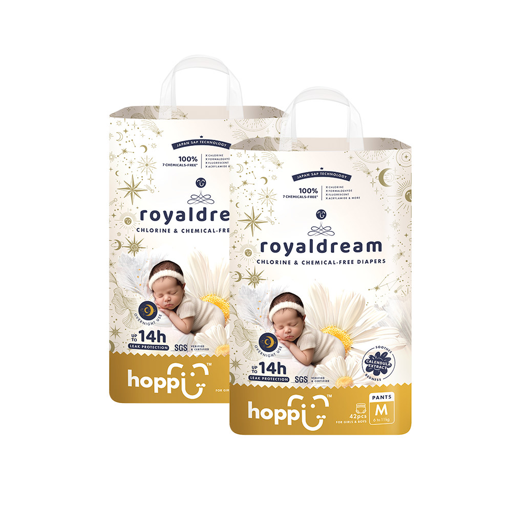 hoppi royaldream 皇家系列嬰兒尿布－褲型(M)－42片x2袋