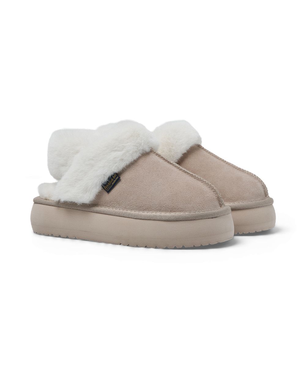 韓國 Rockfish Weatherwear CLOUDY FLATFORM FUR SLINGBACKS 厚底絨毛穆勒鞋/ 粉色 PINK/ 預購 24 cm