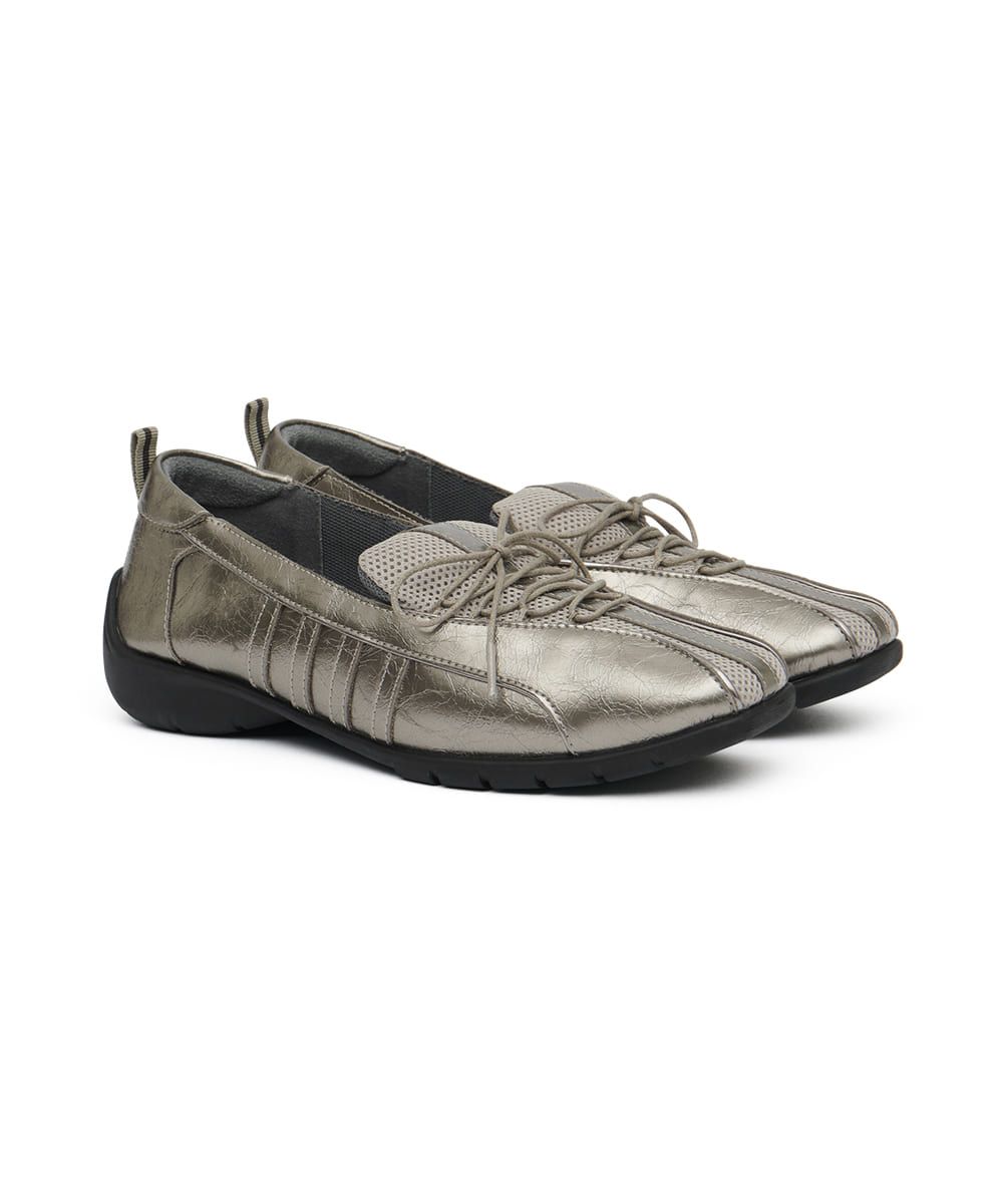 韓國 Rockfish Weatherwear BLISS SLIP-ON SNEAKERS 亮面皮革休閒鞋/ 深銀色 DARK SILVER/ 預購 25.5 cm
