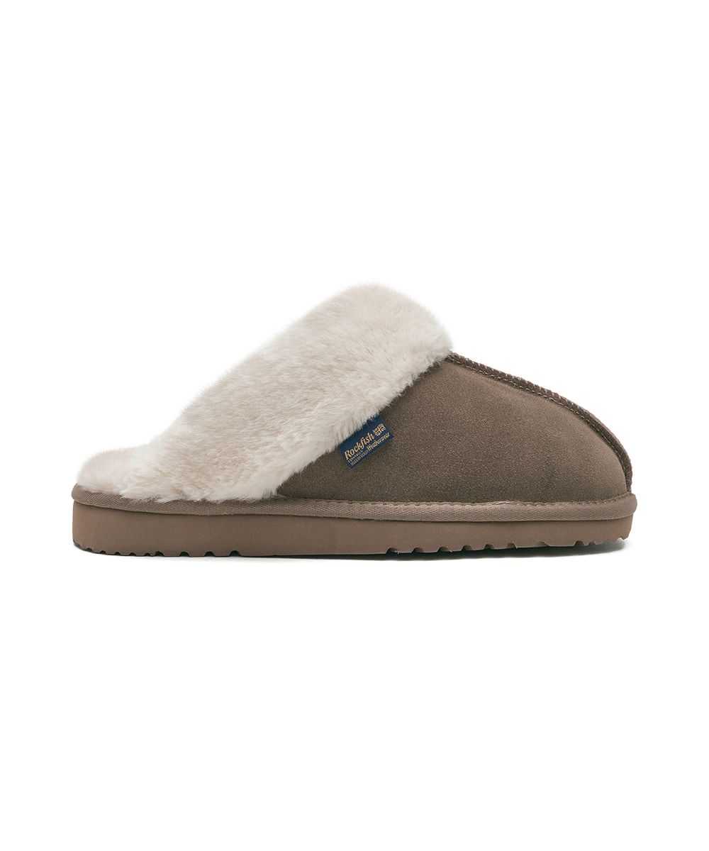 韓國 Rockfish Weatherwear ORIGINAL WINTER SLIPPERS 絨毛保暖皮革拖鞋/ 可可棕 COCOA/ 預購 26 cm