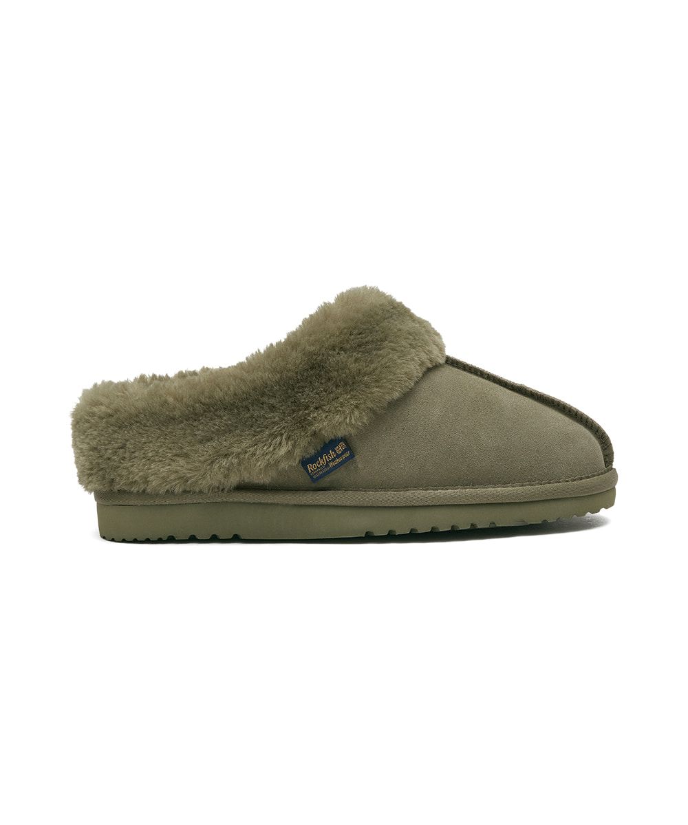 韓國 Rockfish Weatherwear ORIGINAL WINTER FUR MULES 絨毛保暖穆勒鞋/ 卡其色 KHAKI/ 預購 24 cm