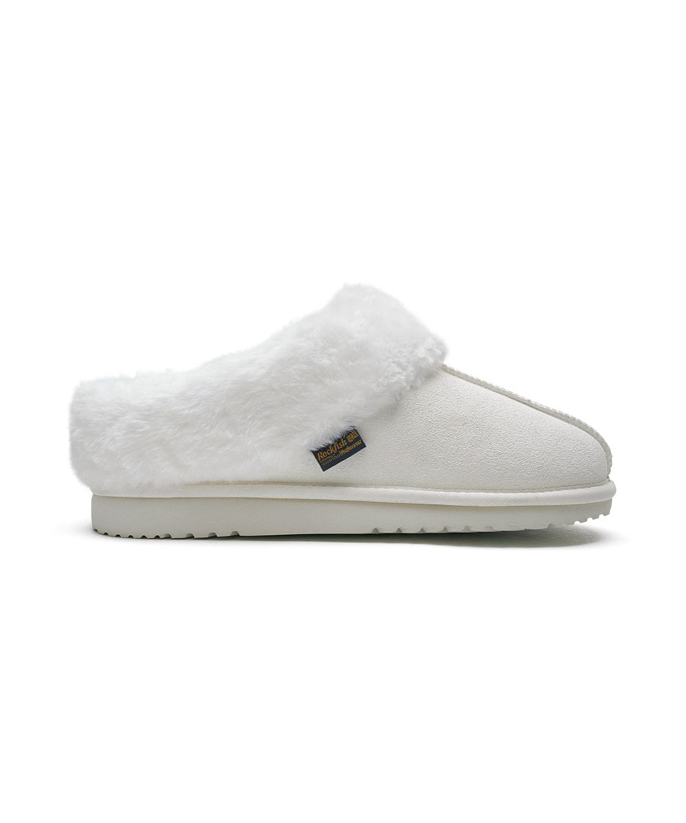 韓國 Rockfish Weatherwear ORIGINAL WINTER FUR MULES 絨毛保暖穆勒鞋/ 白色 WHITE/ 預購 26 cm