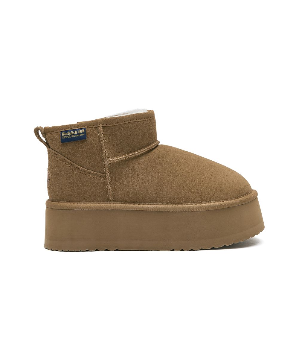 韓國 Rockfish Weatherwear ORIGINAL MAXI FLATFORM BOOTS MINI (3.5inch) 厚底短靴/ 栗棕色 CHESTNUT/ 預購 25 cm