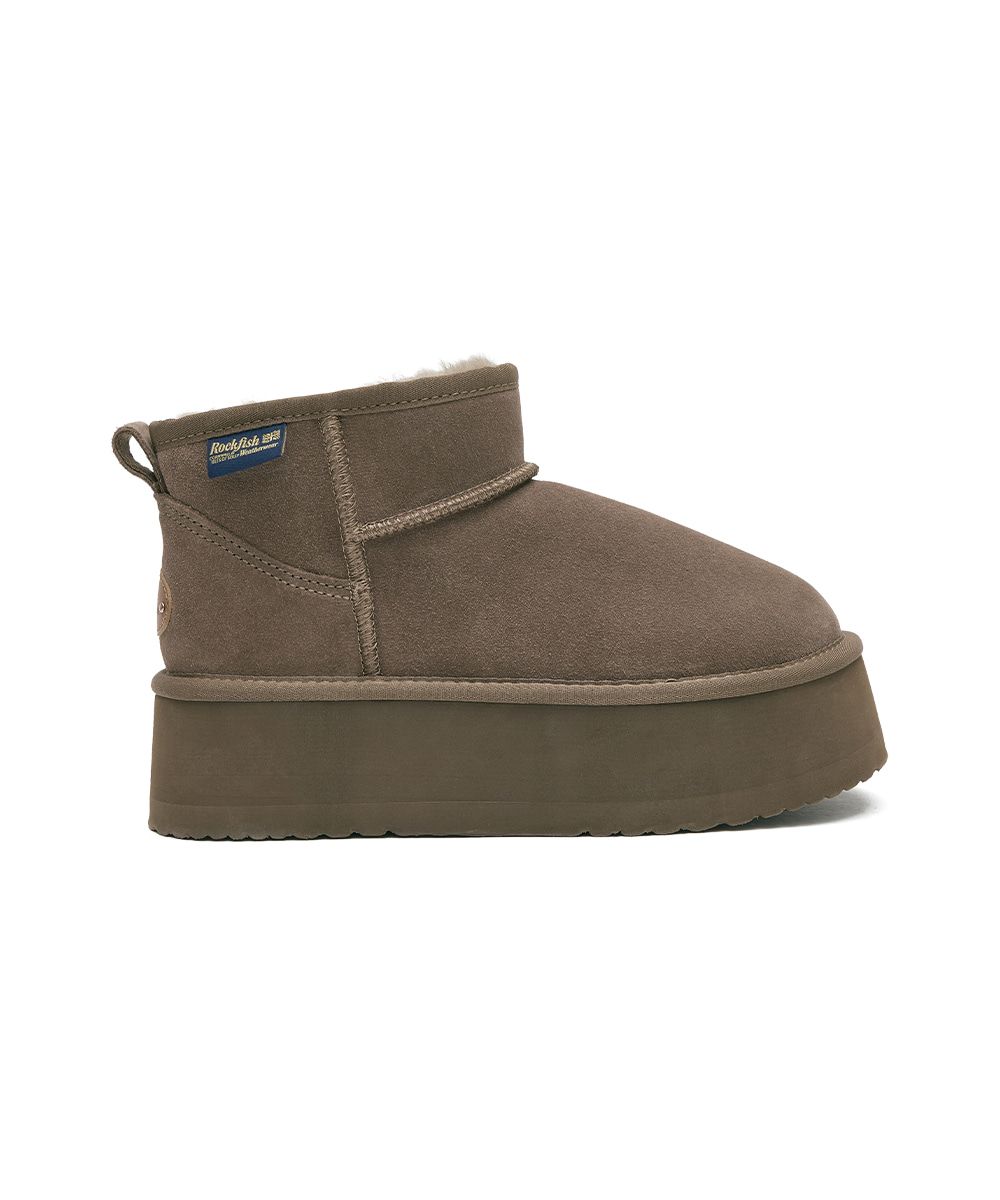 韓國 Rockfish Weatherwear ORIGINAL MAXI FLATFORM BOOTS MINI (3.5inch) 厚底短靴/ 可可棕 COCOA/ 預購 24 cm