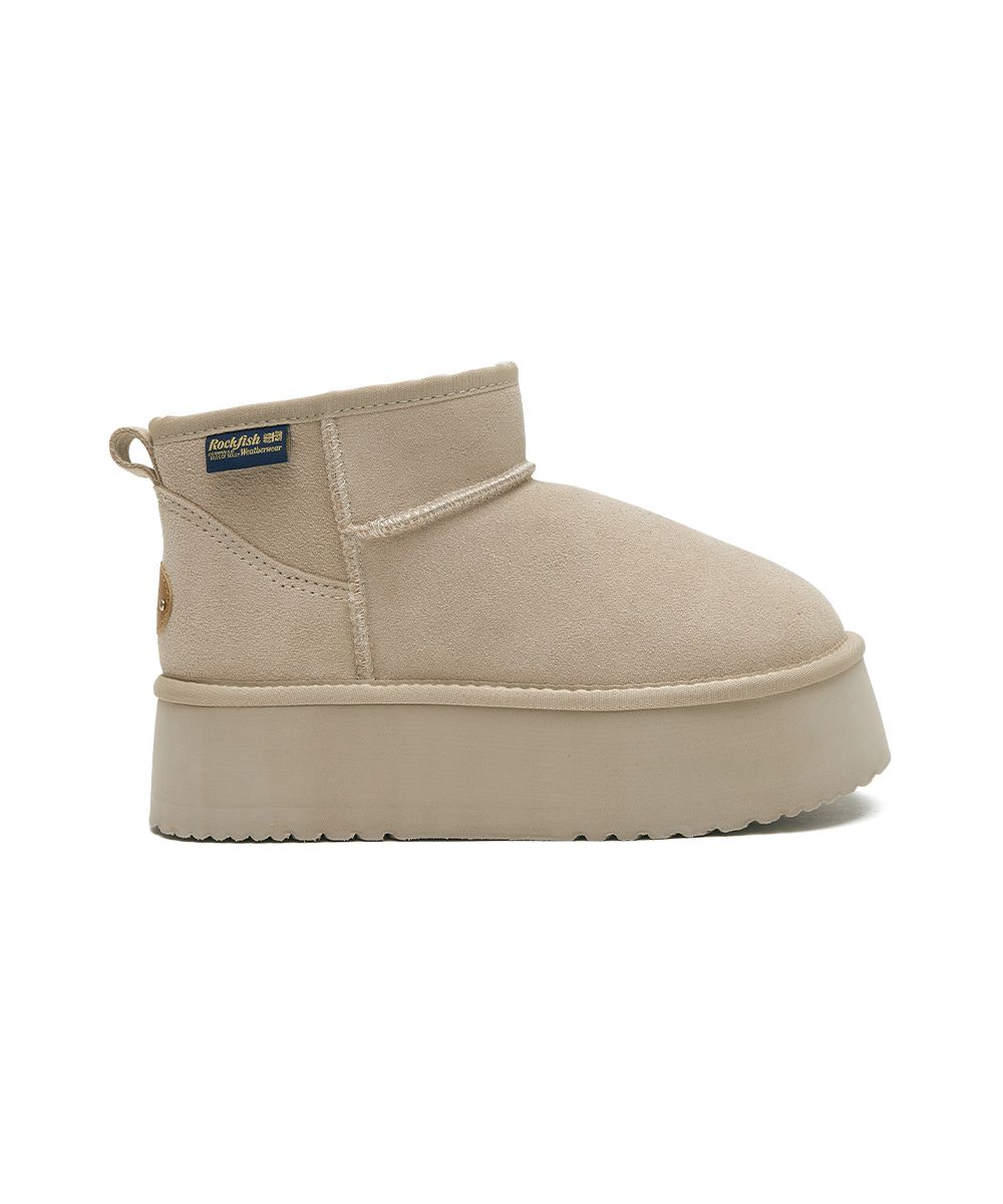 韓國 Rockfish Weatherwear ORIGINAL MAXI FLATFORM BOOTS MINI (3.5inch) 厚底短靴/ 沙色 SAND/ 預購 25 cm