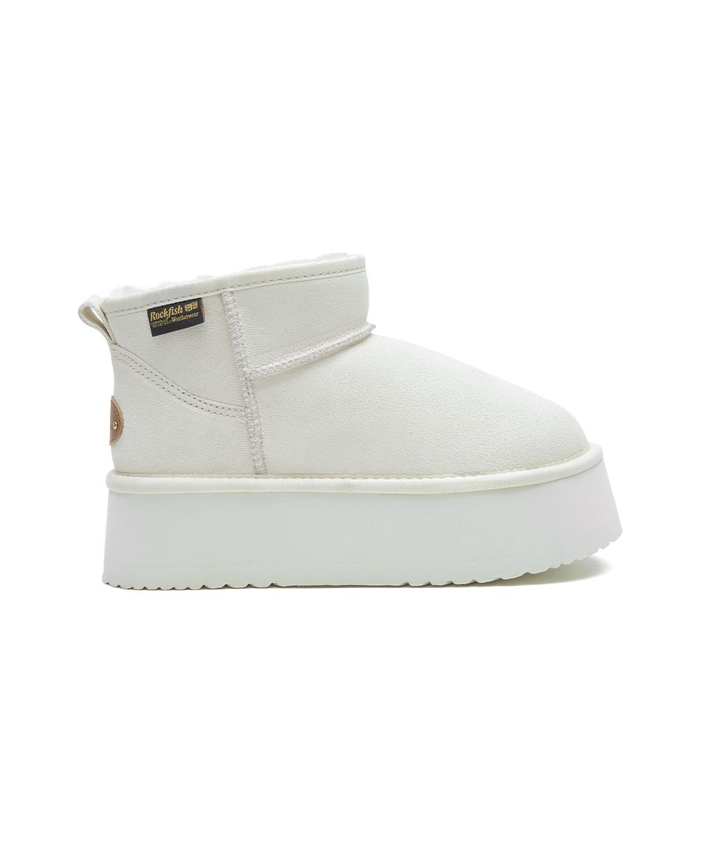 韓國 Rockfish Weatherwear ORIGINAL MAXI FLATFORM BOOTS MINI (3.5inch) 厚底短靴/ 象牙白 IVORY/ 預購 24 cm